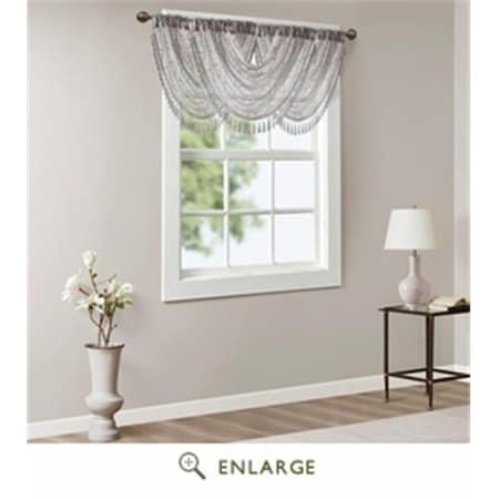 Madison Park Madison Park MP41-4941 38 x 46 in. Irina Diamond Sheer Embroidered Waterfall Valance; Grey MP41-4941
